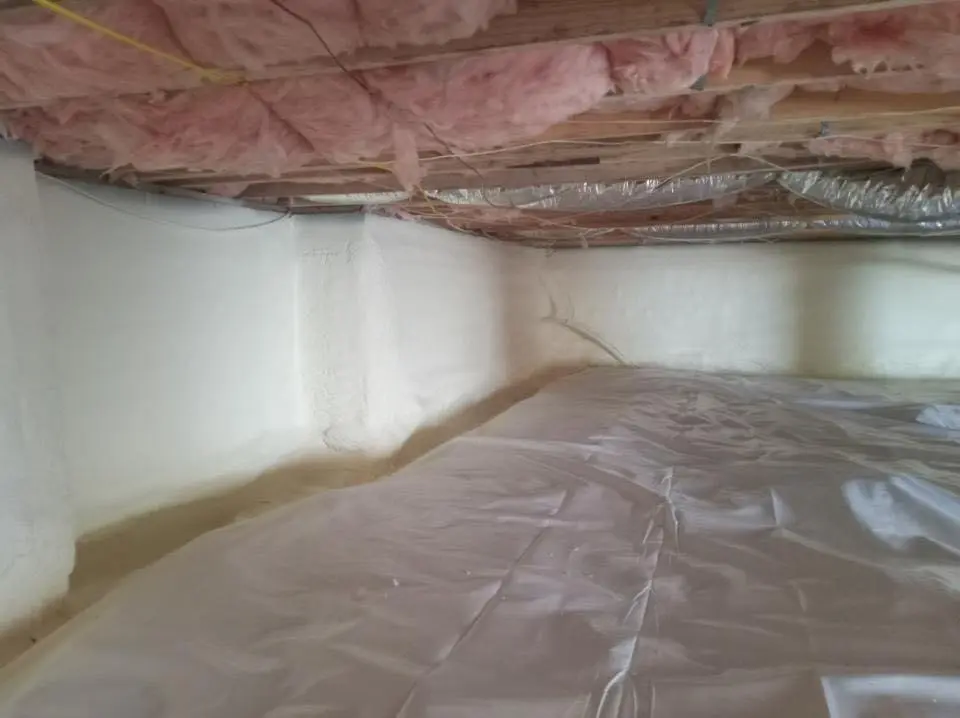 Crawl space encapsulation with closed-cell spray foam for Roof Leak Repair in Hobart